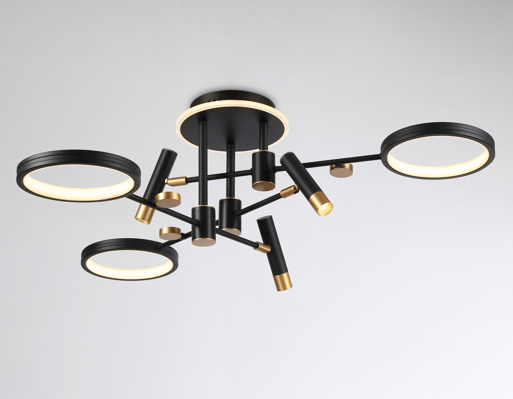 FL51647/3+3 BK/GD черный/золото 76W 3000K-6400K D700*300 (ПДУ ИК)