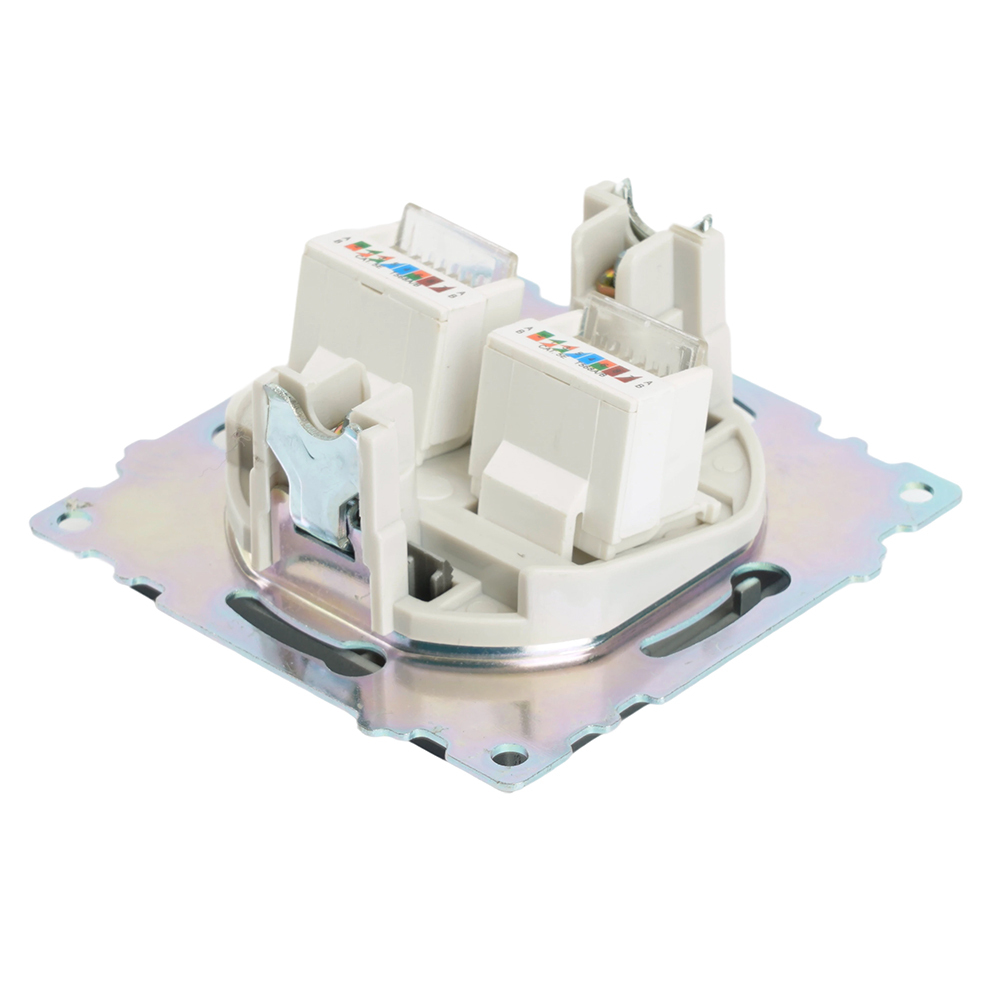 Розетка компьютерная 2-местная RJ-45 (механизм) STEKKER GLS00-7109-06 , серия Катрин, графит