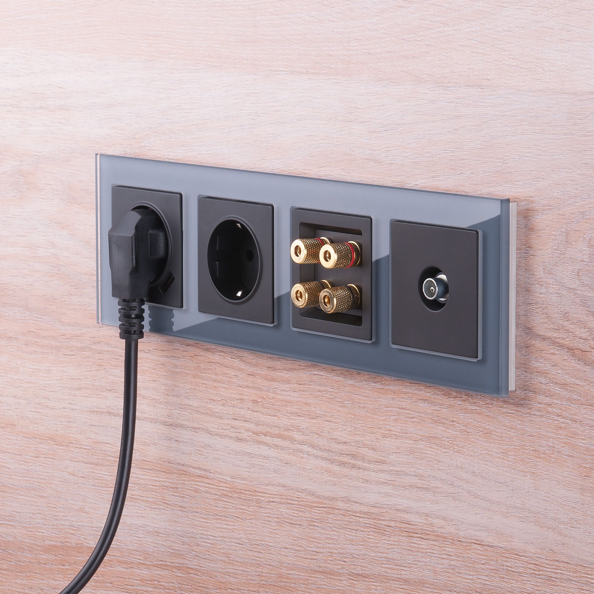 ТВ-розетка проходная Werkel (черный матовый) WL08-TV-2W