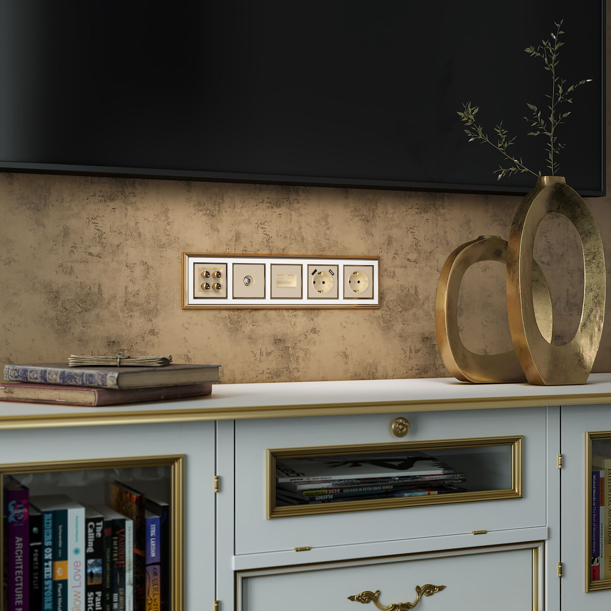 Рамка WERKEL Palacio на 5 постов (золото/белый) WL17-Frame-05 / W0051329 / a037681