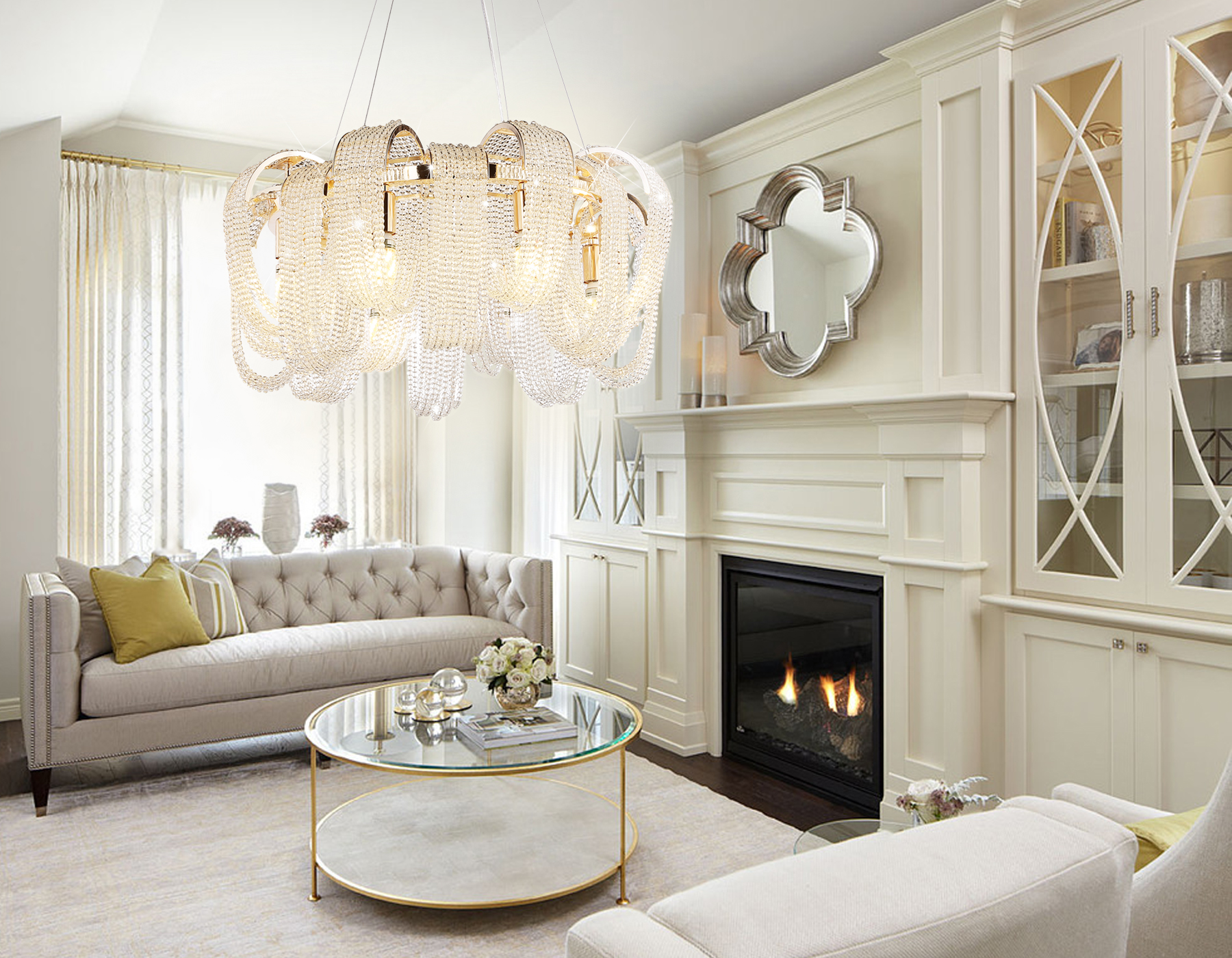 Подвесная люстра TR5379/8 SGD/CL золото/прозрачный E14*8 max 40W D600*300