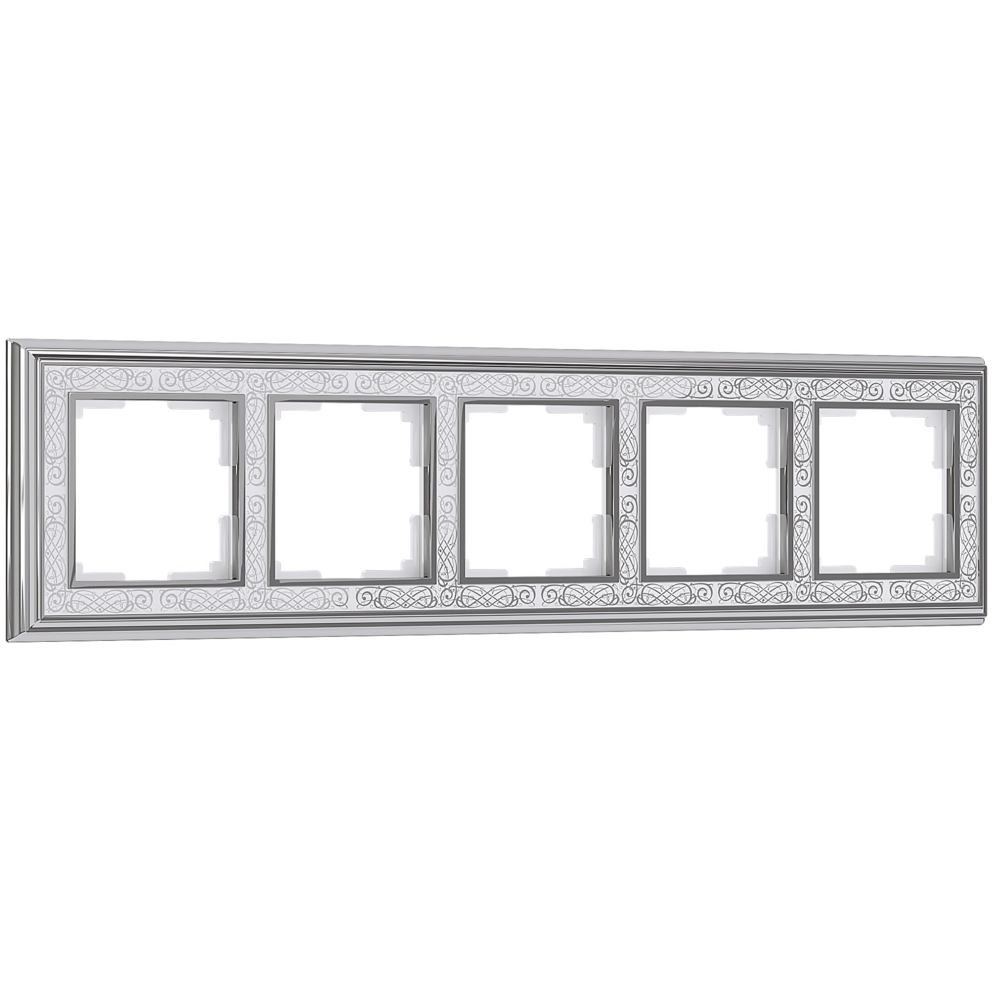 Рамка WERKEL Palacio Gracia на 5 постов (хром/белый) WL77-Frame-05 / W0051431 / a041172