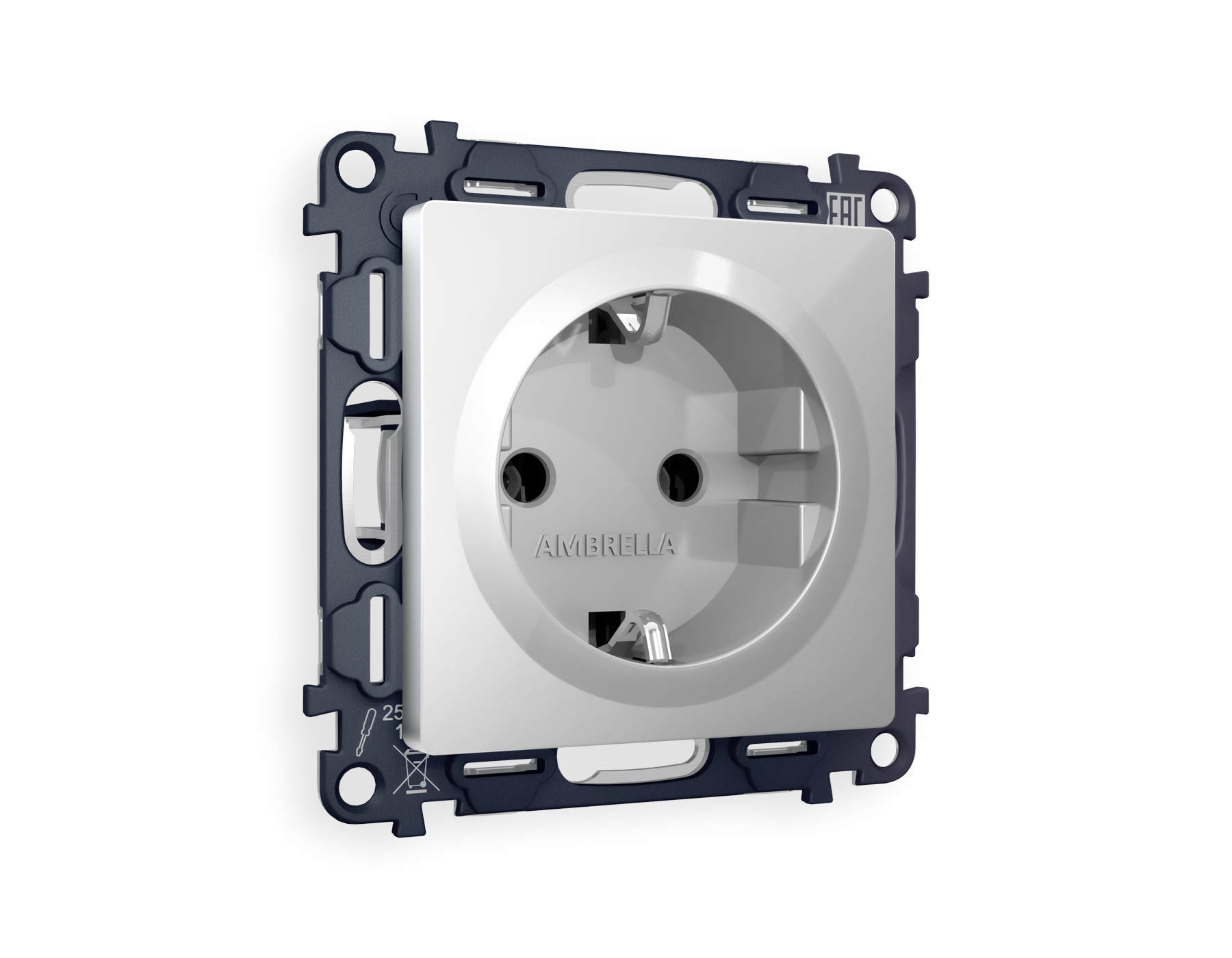 MA406010 Комплект механизма электрической розетки ALFA Серебро глянец с/з на винтовых зажимах QUANT (AP4060, VM141)