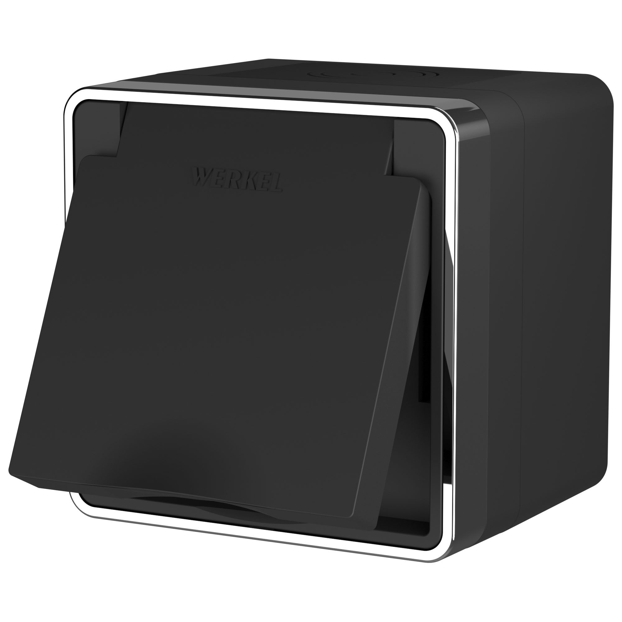 Розетка влагозащ. с зазем. с защит. крышкой и шторками Werkel Gallant (черный/хром) (WL15-02-04) / W5071235 / a041699
