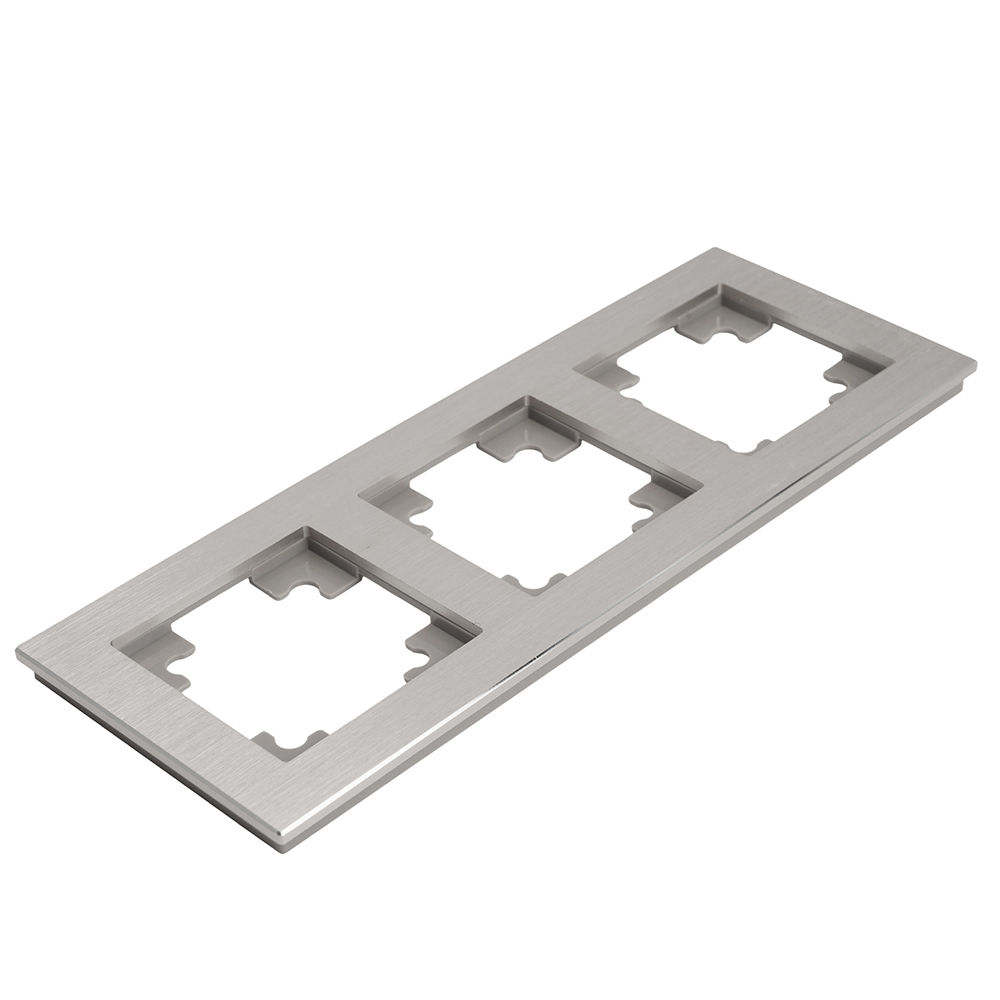 Рамка 3-местная, металл, STEKKER, MFR00-7003-03, серия Катрин, серебро