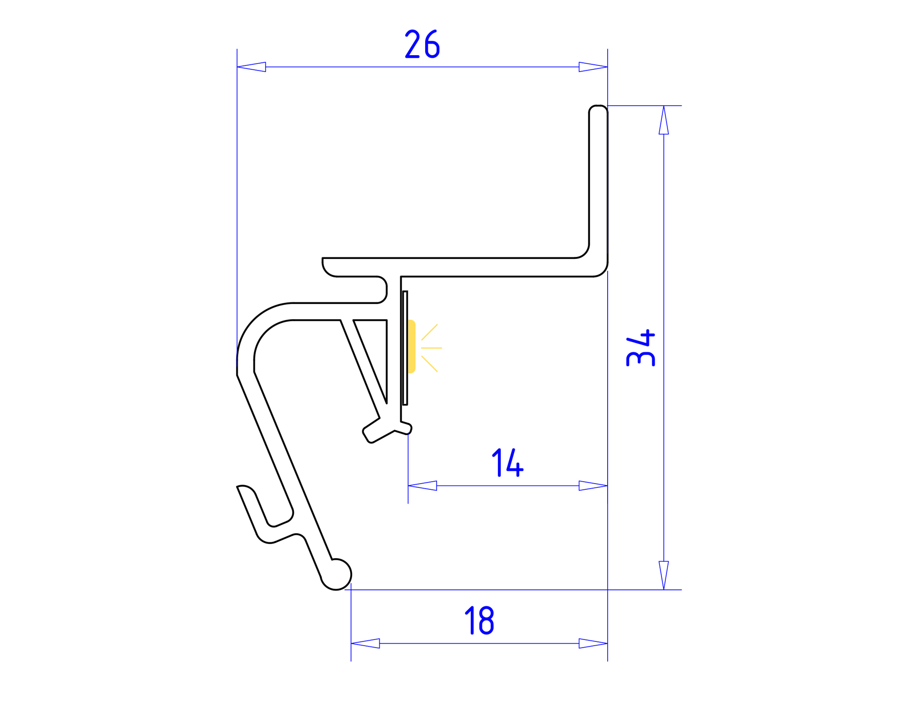 GP4100BK черный 2000*26*34