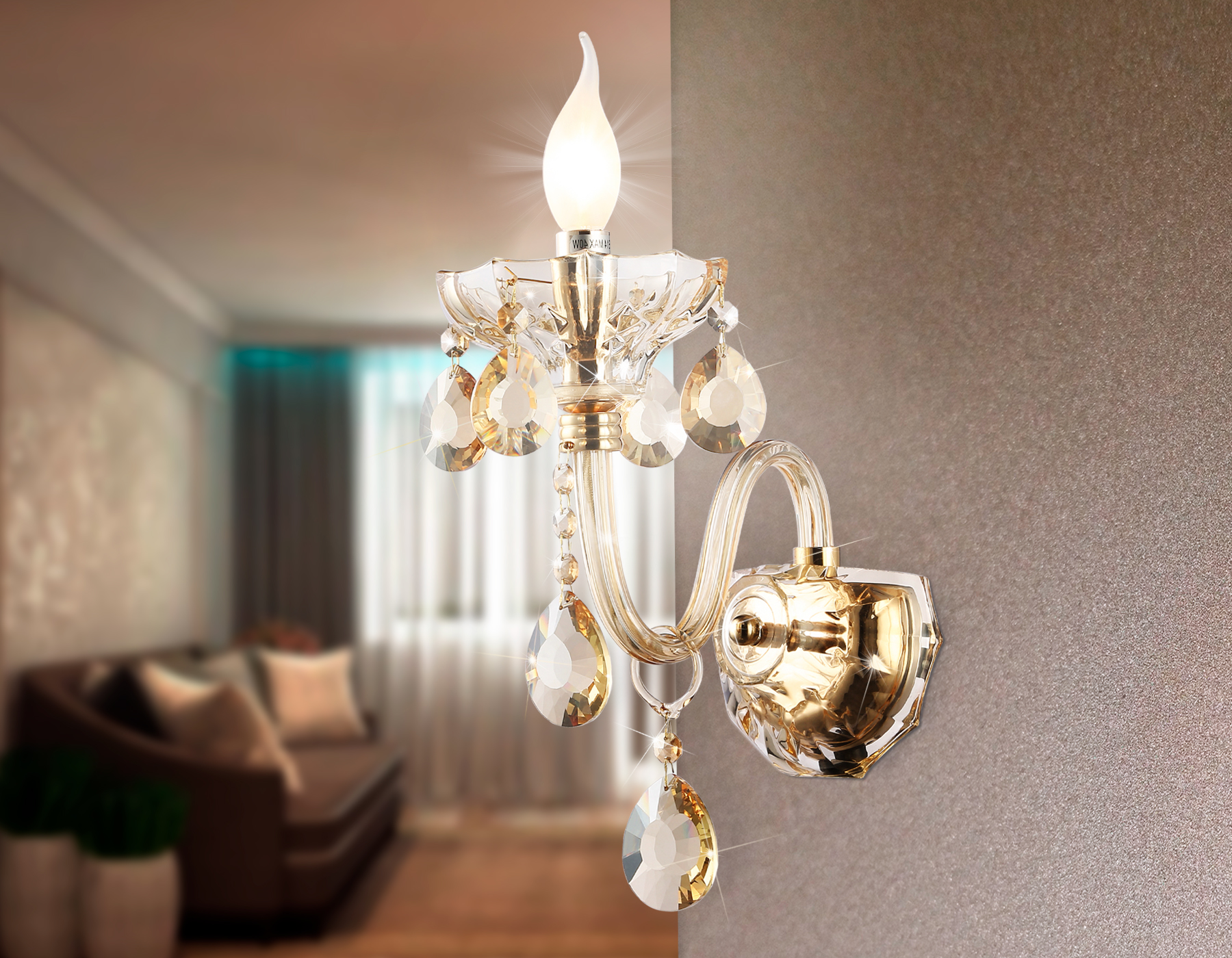 Настенный светильник TR4912 GD/TI золото/янтарь E14 max 40W 294*160*246