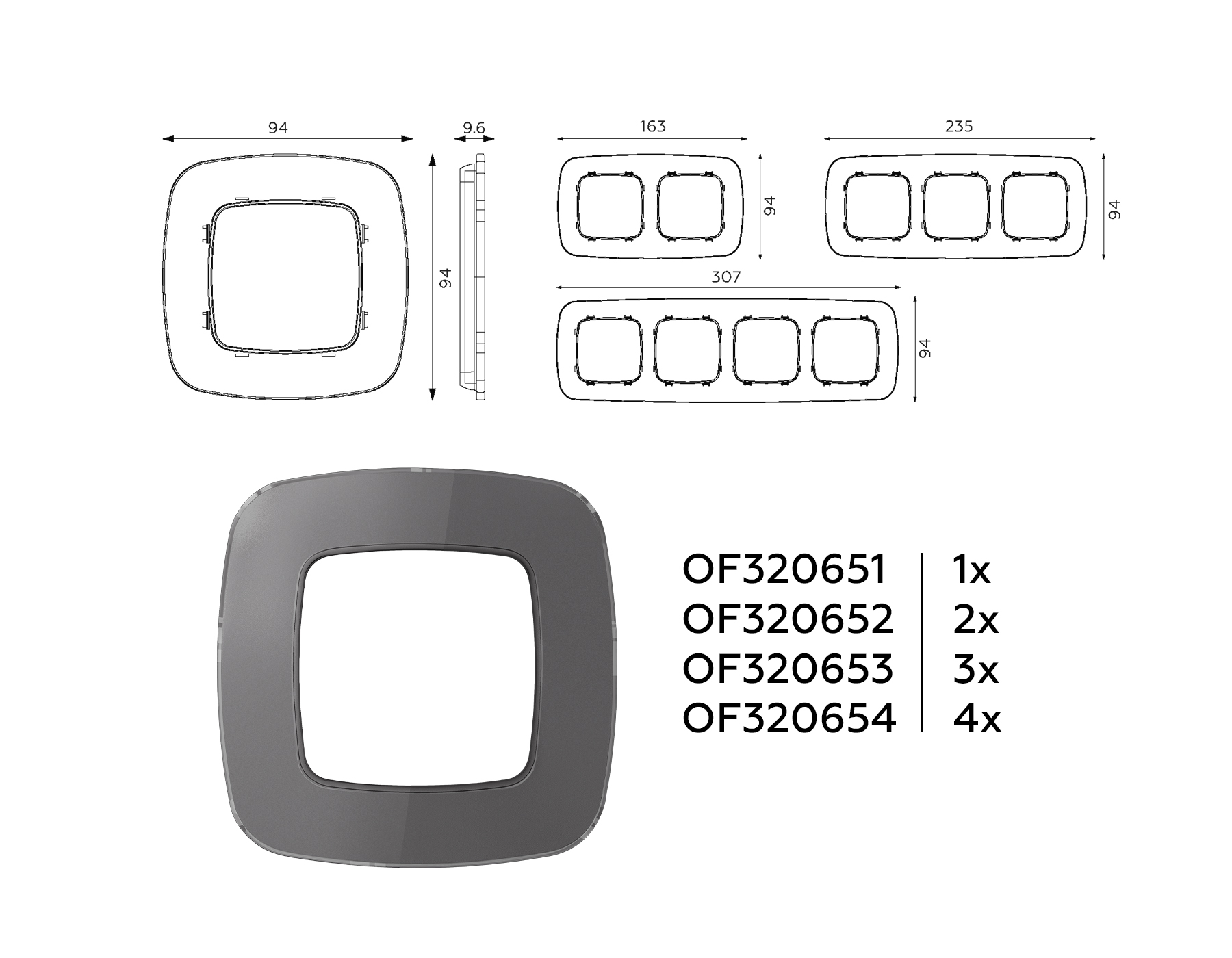 OF320652 Рамка OMEGA Radian (Антрацит серый Стекло органическое) 2-ая