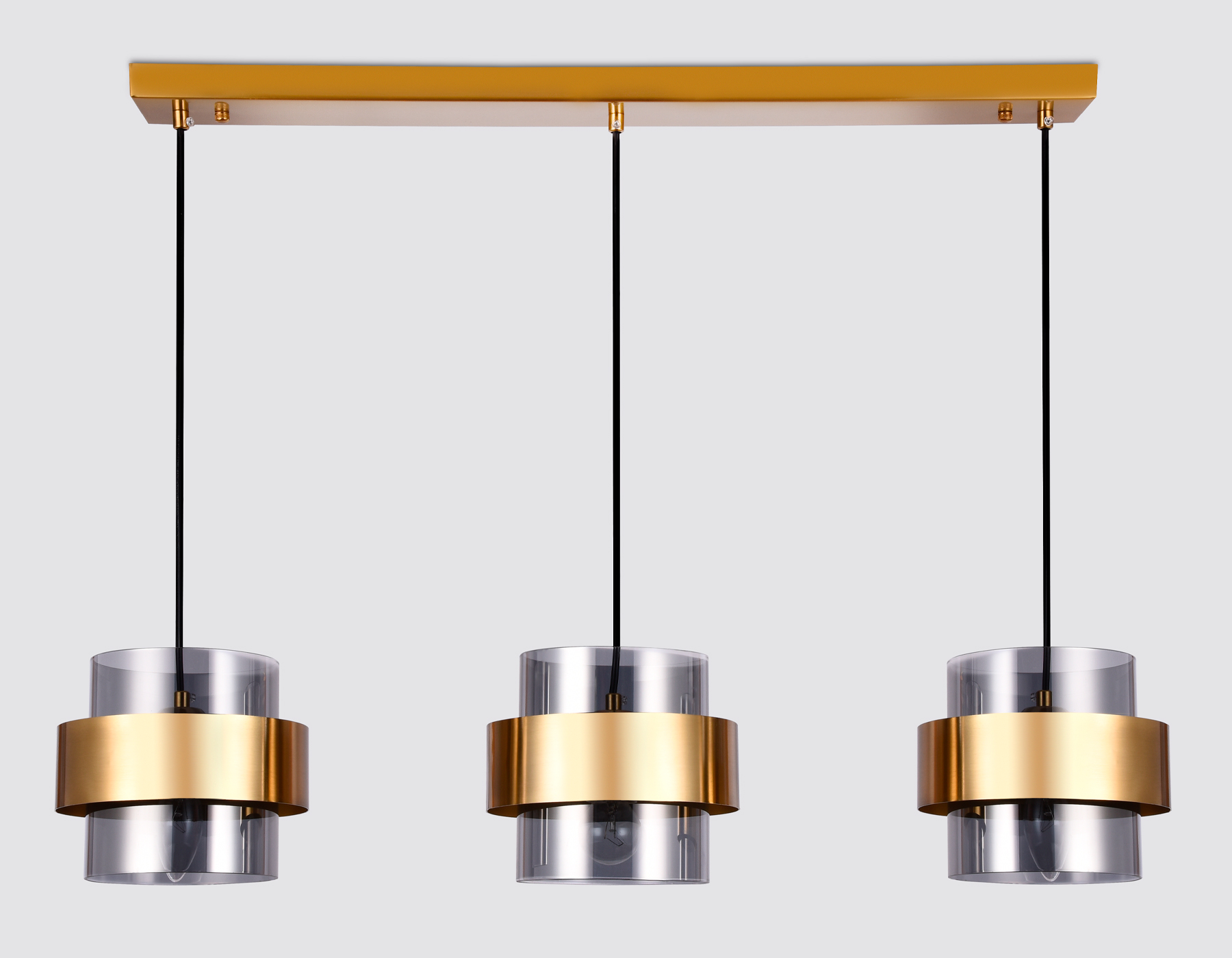 Подвесной светильник со сменной лампой Ambrella TR3652/3 GD/SM золото/дымчатый E27/3 max 40W 820*180*700