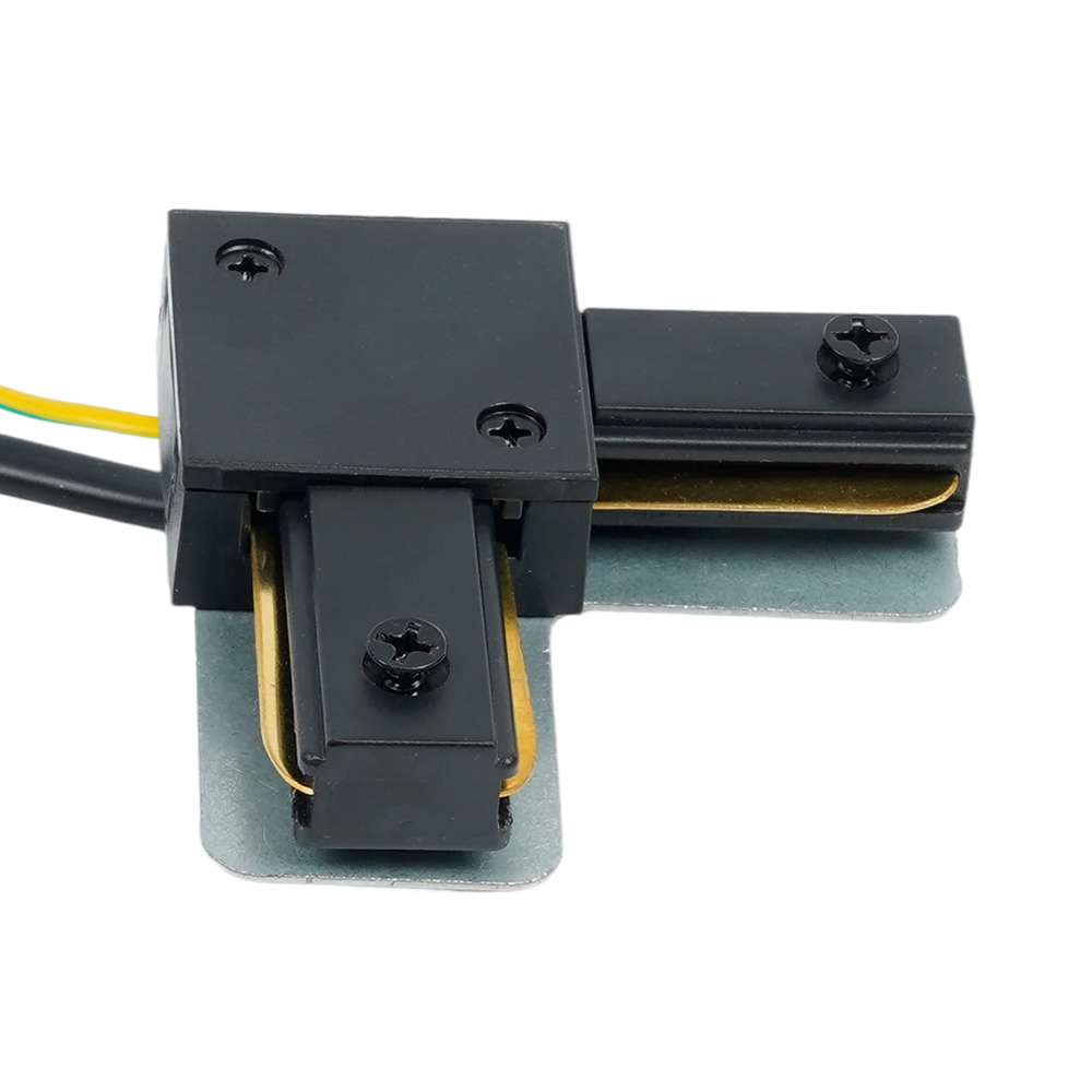 Коннектор угловой однофазный для шинопровода с проводом, черный, LD1021С