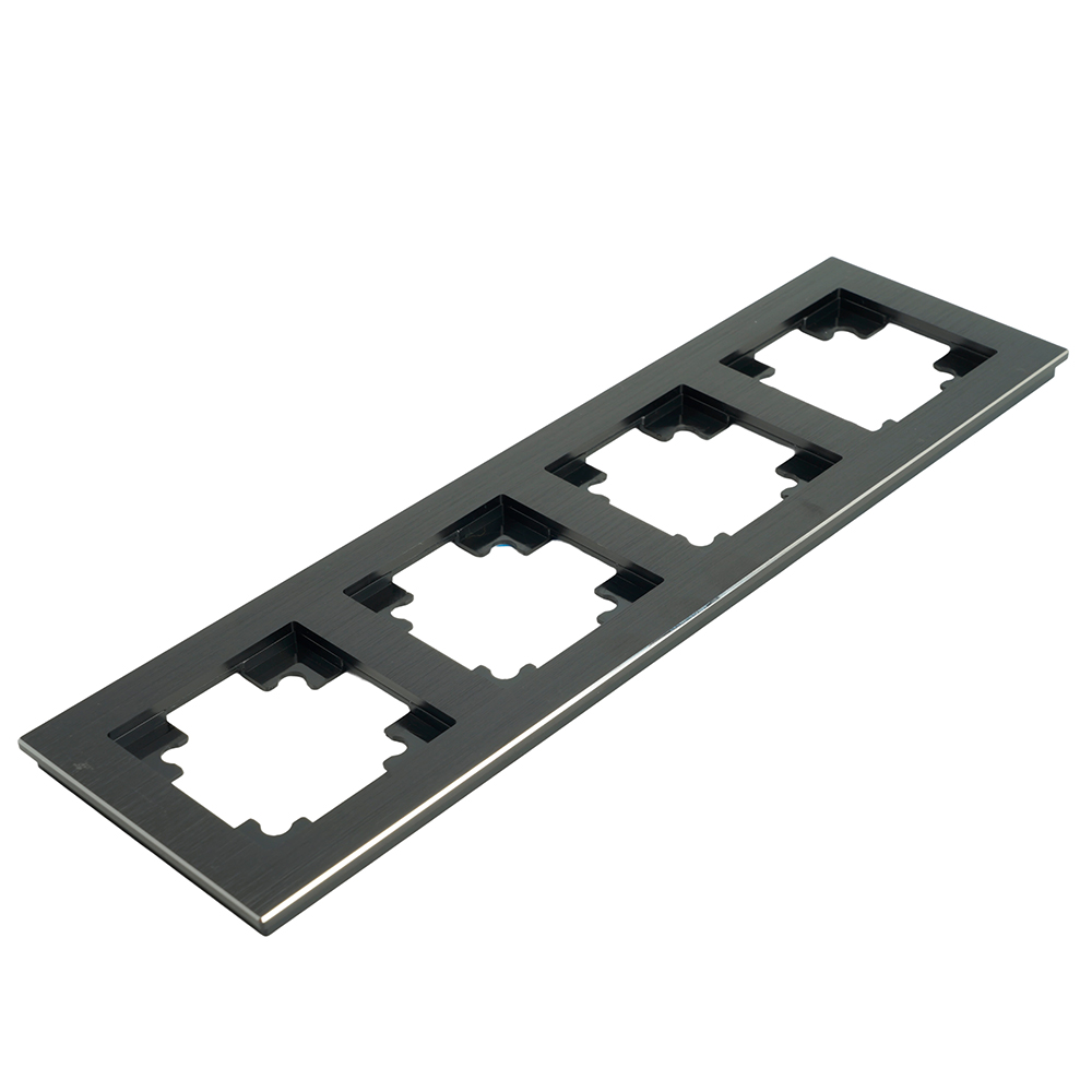 Рамка 4-местная, металл, STEKKER MFR00-7004-05, серия Катрин, черный