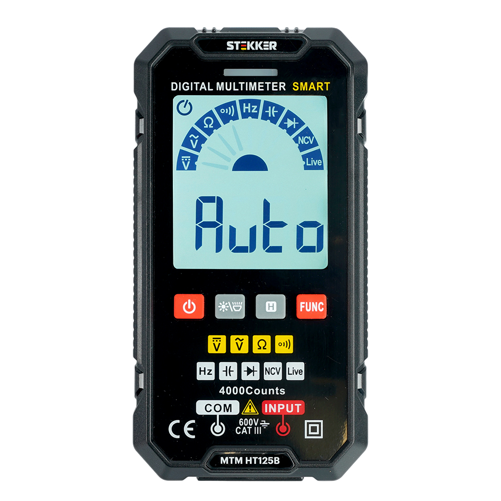 MTM HT125B Мультиметр цифровой, 4000 отсчетов, 2 батареи тип ААА 1,5В, автоматический, черный