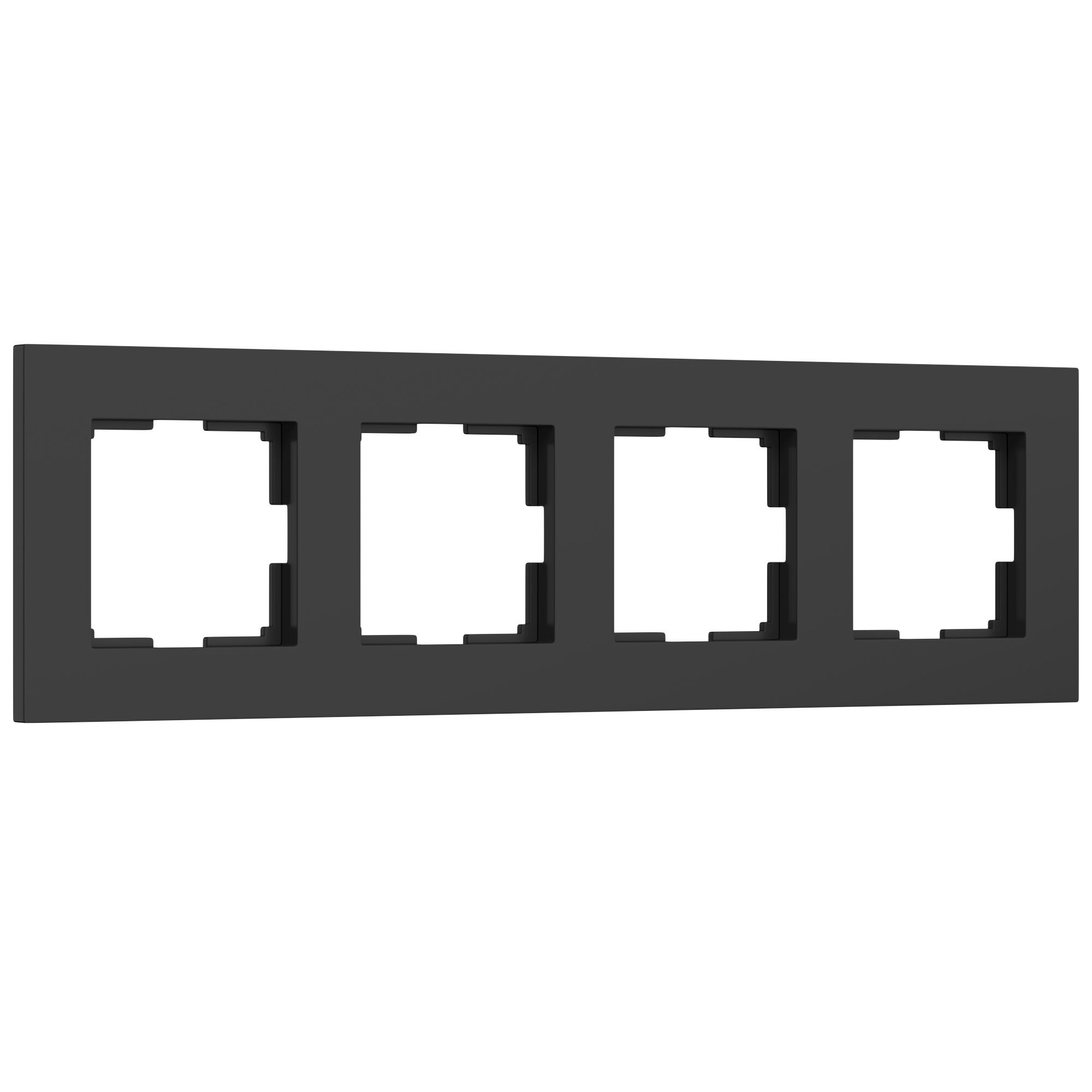 W0042908/ Рамка на 4 поста Slab (черный софт) W0042908/ Рамка на 4 поста Slab (черный софт)