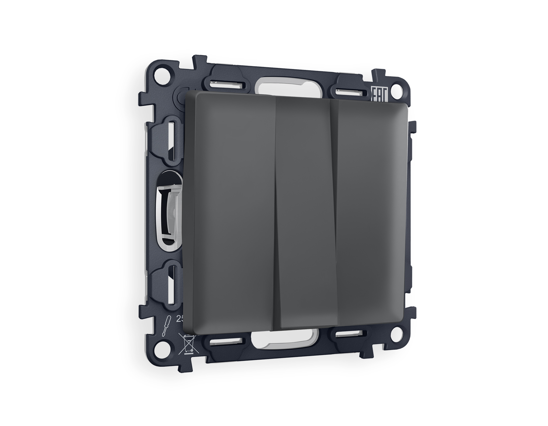 MA905010 Комплект механизма 3-кл выключателя ALFA Графит мягкое касание QUANT (AP9050, VM133)