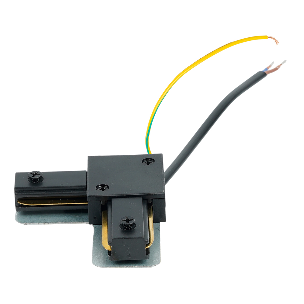 Коннектор угловой однофазный для шинопровода с проводом, черный, LD1021С