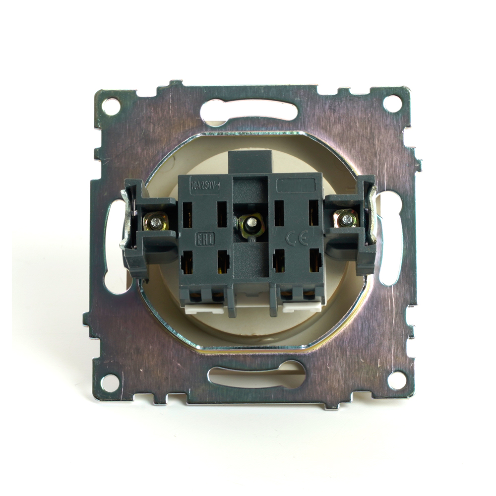 Розетка 1-местная с защитной шторкой (механизм) б/з,STEKKER, GLS10-7109-08, 250В, 10А, серия Катрин, золото