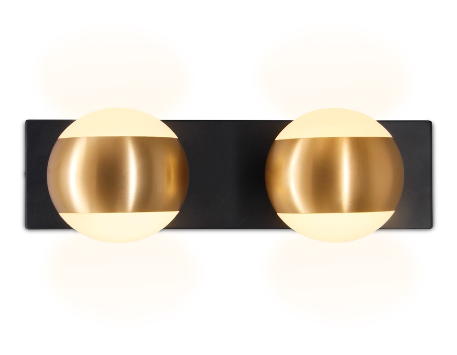 Настенный поворотный светильник с акрилом Ambrella FW575/2 SBK/GD черный песок/золото G9 max 40W 260*70*85