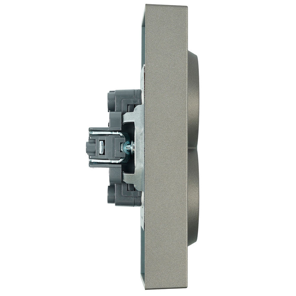 Розетка 2-местная с защитной шторкой, STEKKER, с/з, 250В, 16А, серия Эмили, RST16-5114-09, антрацит, soft touch