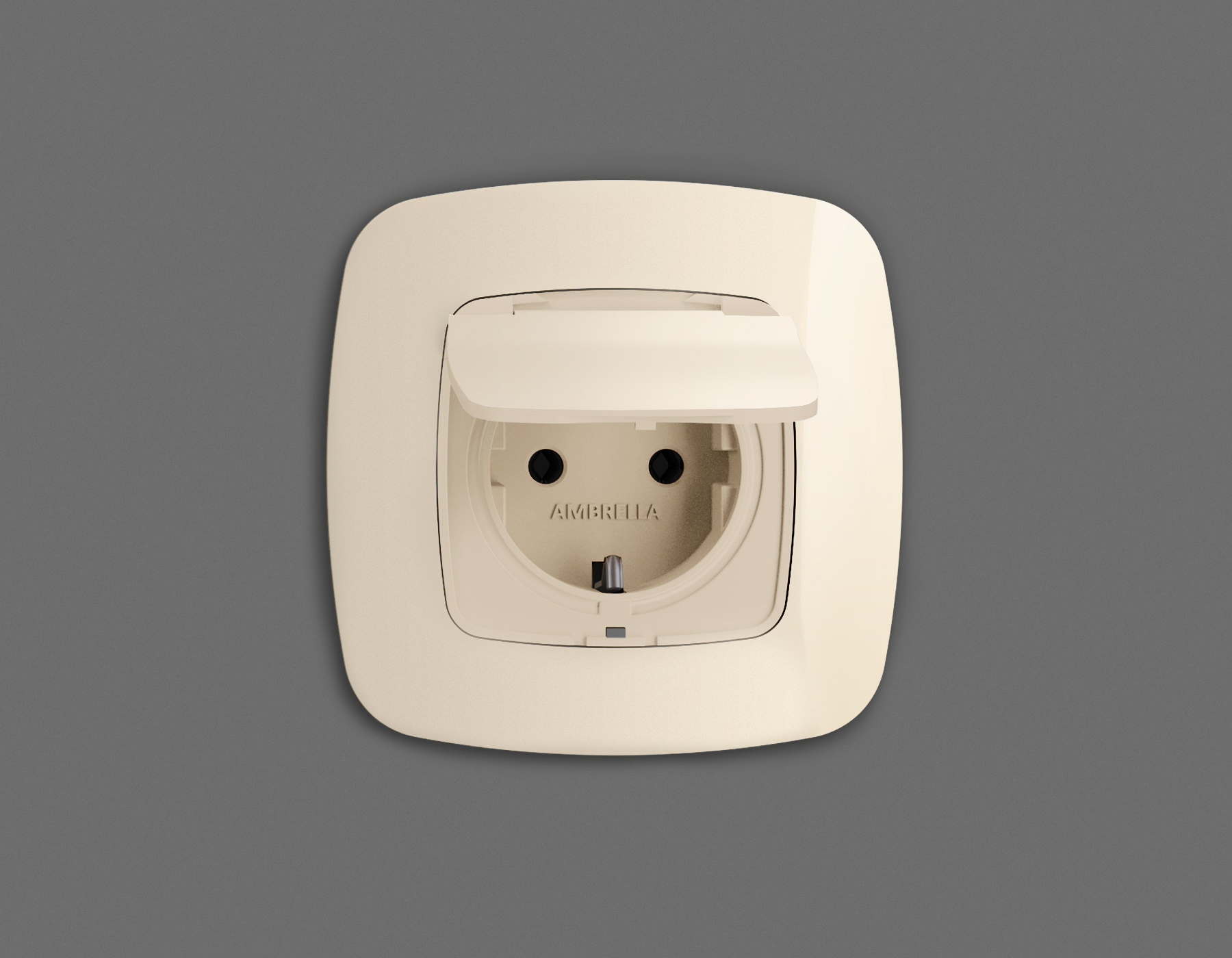 OP3280 Лицевая панель OMEGA (Бежевый матовый) для электрической розетки с/з со шторками и крышкой IP44 QUANT