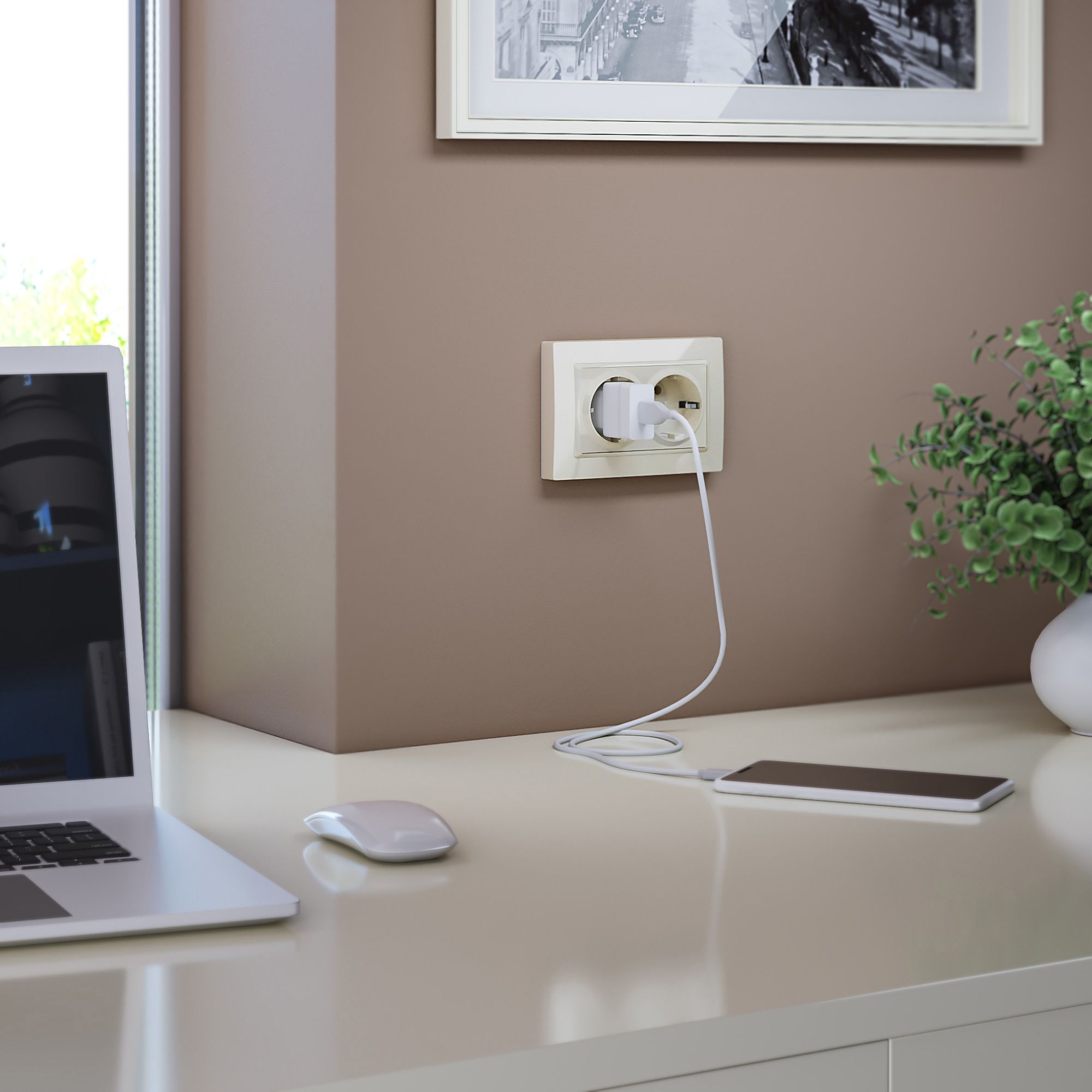 Рамка WERKEL Snabb для двойной розетки (слоновая кость, basic) WL03-Frame-01-DBL-ivory / W0082003 / a040199