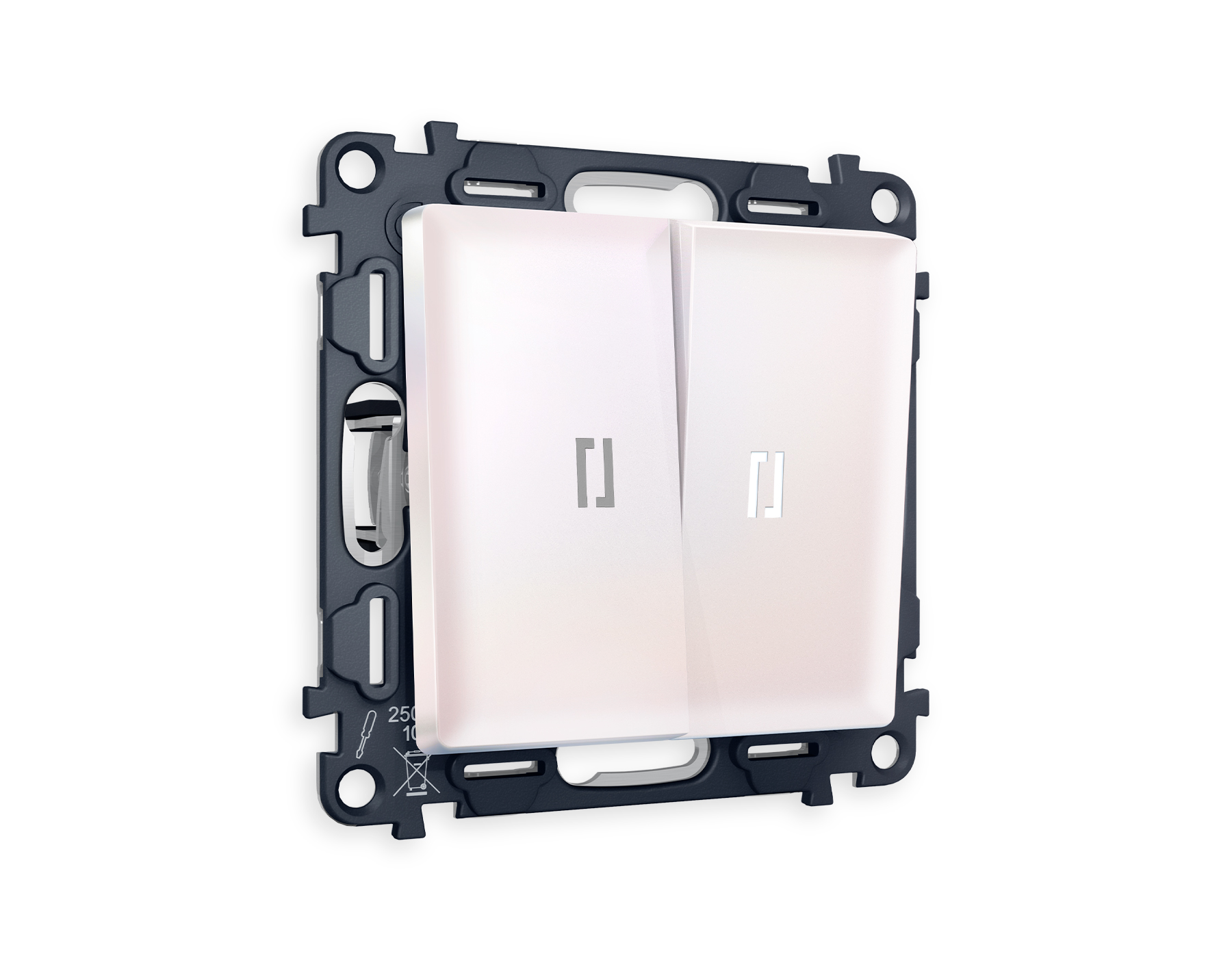 MA204035 Комплект механизма 2-кл проходного выключателя с подсветкой 5600K ALFA Жемчуг QUANT (AP2040, VM120, G25W)