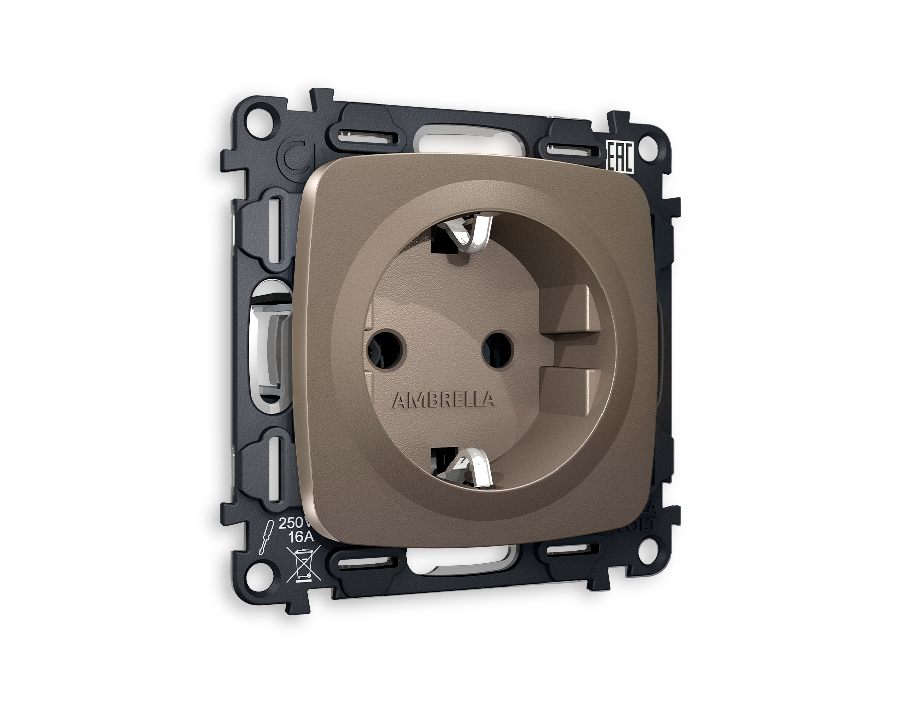 MO636010 Комплект механизма электрической розетки OMEGA Темная бронза матовый с/з на винтовых зажимах QUANT (OP6360, VM141)