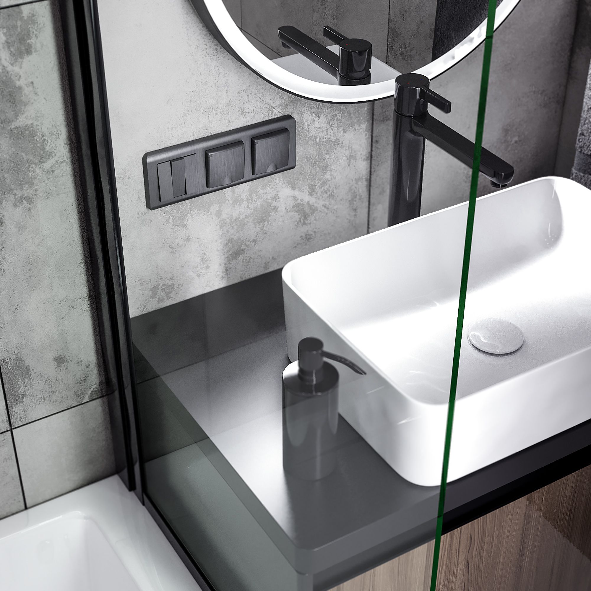 Набор клавиш для выключателя трехклавишного WERKEL  (графит рифленый) WL04-SW-3G-CP / W1139004 / a046621