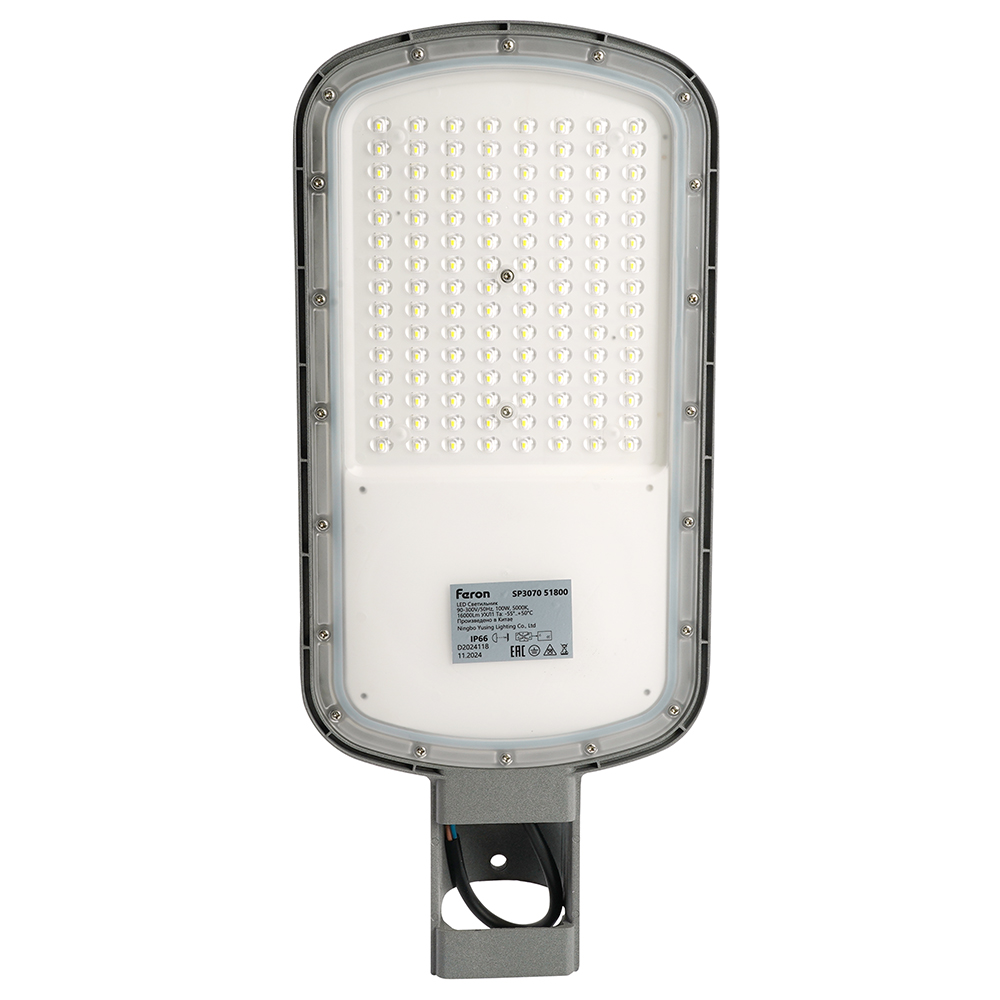Светодиодный уличный консольный светильник Feron SP3070 100W 5000K AC90-300V, серый
