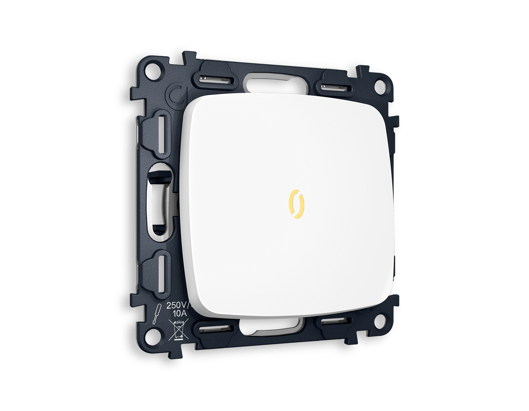 MO122010 Комплект механизма 1-кл выключателя с подсветкой 3200K OMEGA Белый матовый QUANT (OP1220, VM101, G11Y)