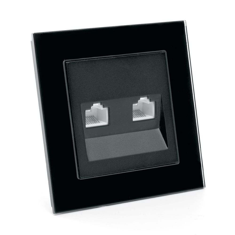 Розетка компьютерная 2-местная RJ-45 ,STEKKER ,GLS00-7006-05, серия Катрин, черный