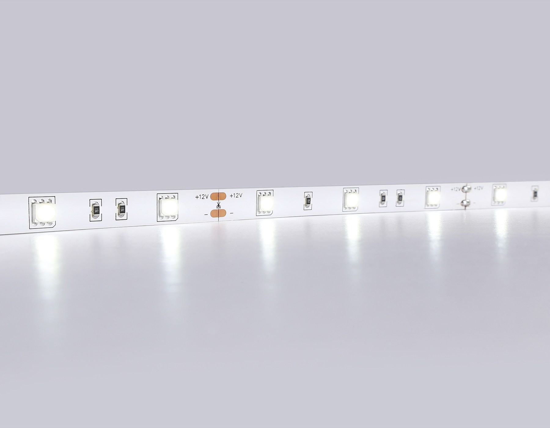 GS1803 5050 30Led/ 7.2W m/ 12V IP20 6500K/ 5000*10*1.87mm (2 конт.)