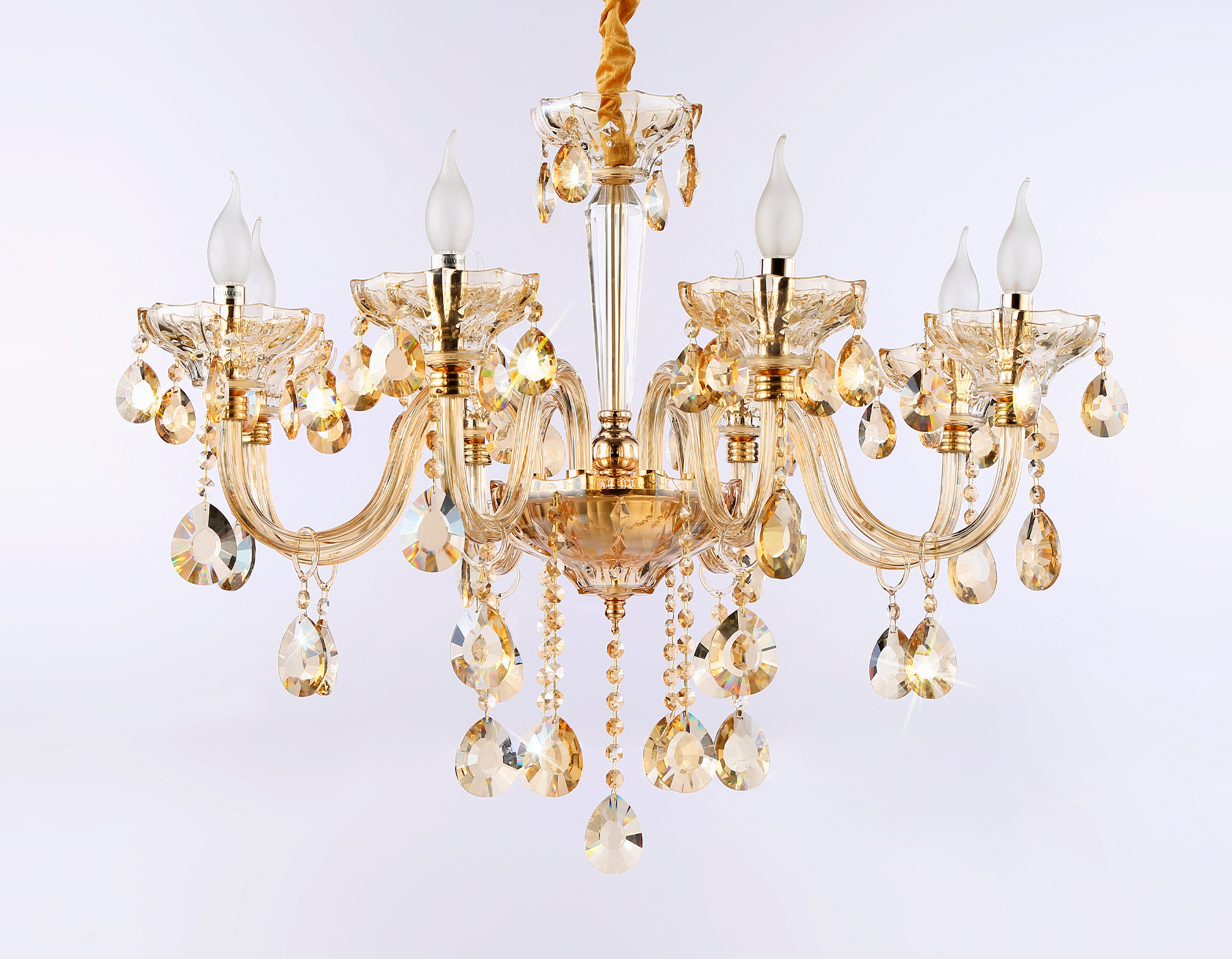 Подвесная люстра TR4907/8 GD/TI золото/янтарь E14/8 max 40W D760*639