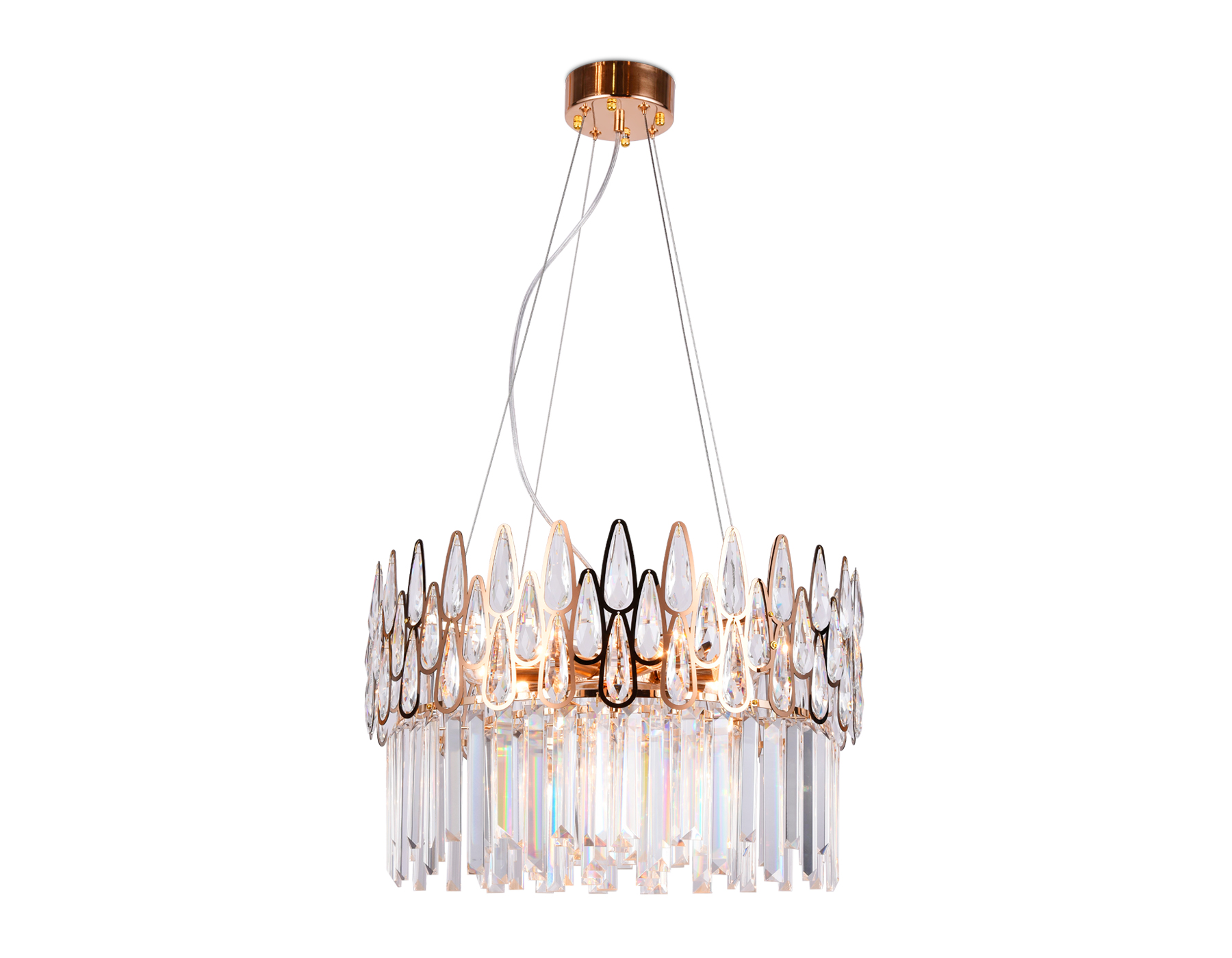 Подвесная хрустальная люстра Ambrella TR5263/8 GD/CL золото/прозрачный E14/8 max 40W D500*700