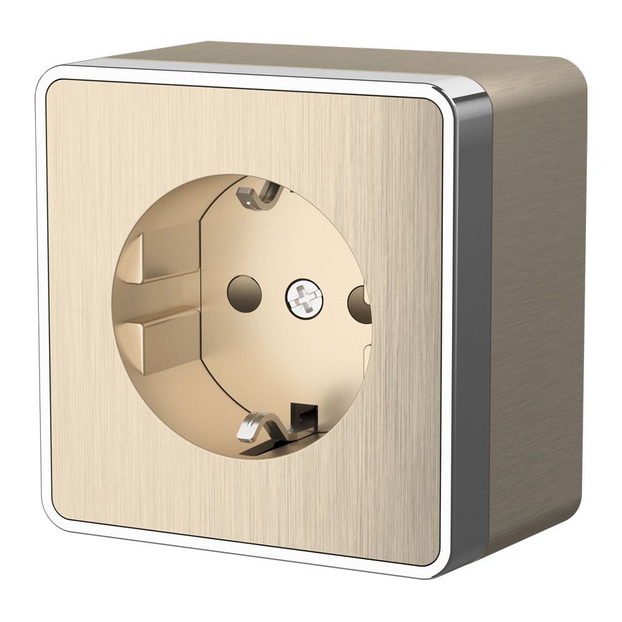 Розетка с заземлением и шторками Werkel Gallant (шампань рифленый) WL15-02-02 / W5071110 / a041417