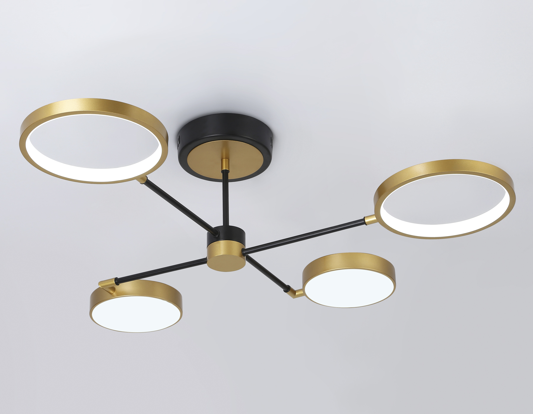 Потолочный LED светильник FL5153/4 BK/GD золото 56W 3000K/4200K/6400K 742*742*222 (ПДУ ИК)