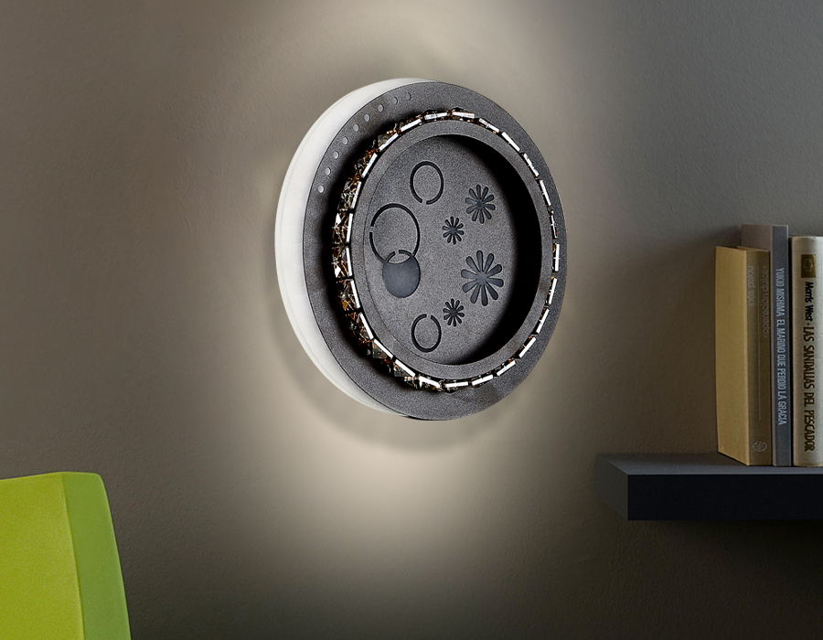 Настенный светодиодный светильник с хрусталем Ambrella FA273 CF/TI кофе/янтарь LED 3000K+6400K 24W 200*180*50