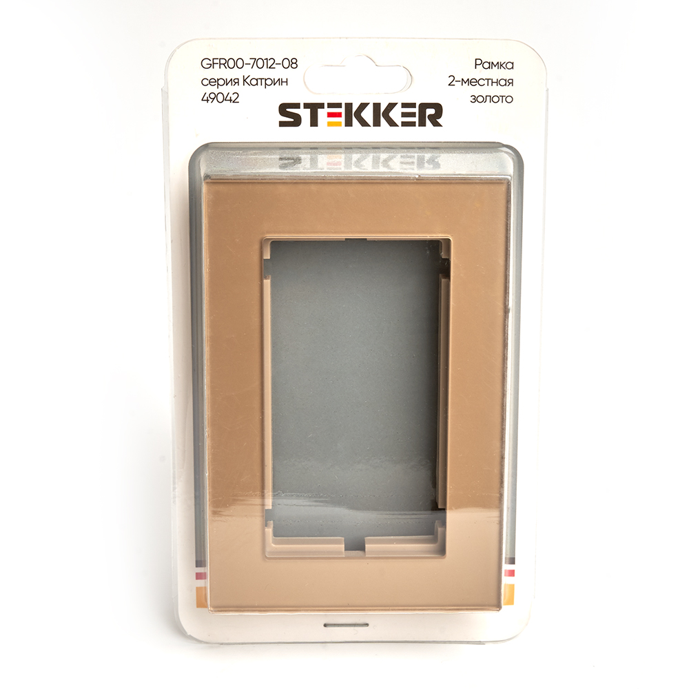 Рамка  2-местная (без перемычки), стекло, STEKKER, GFR00-7012-08, серия Катрин, золото