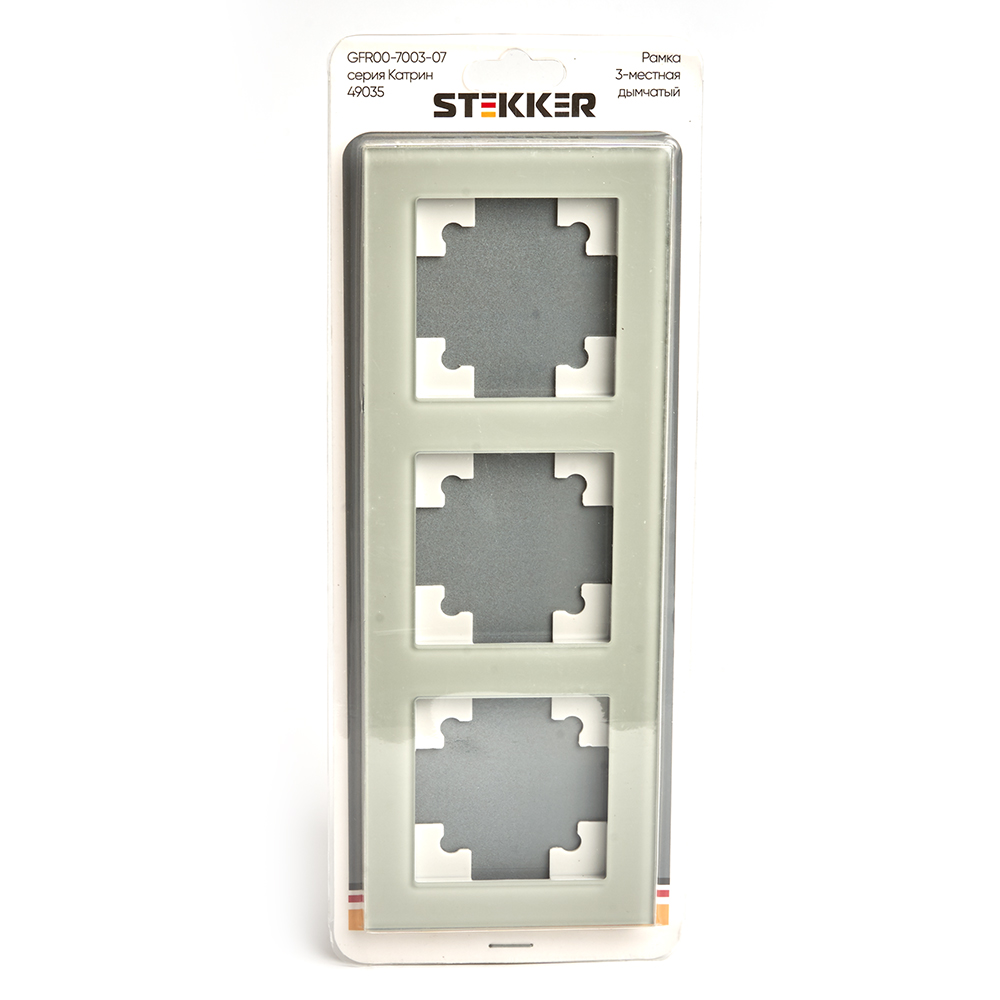 Рамка 3-местная, стекло, STEKKER GFR00-7003-07, серия Катрин, дымчатый