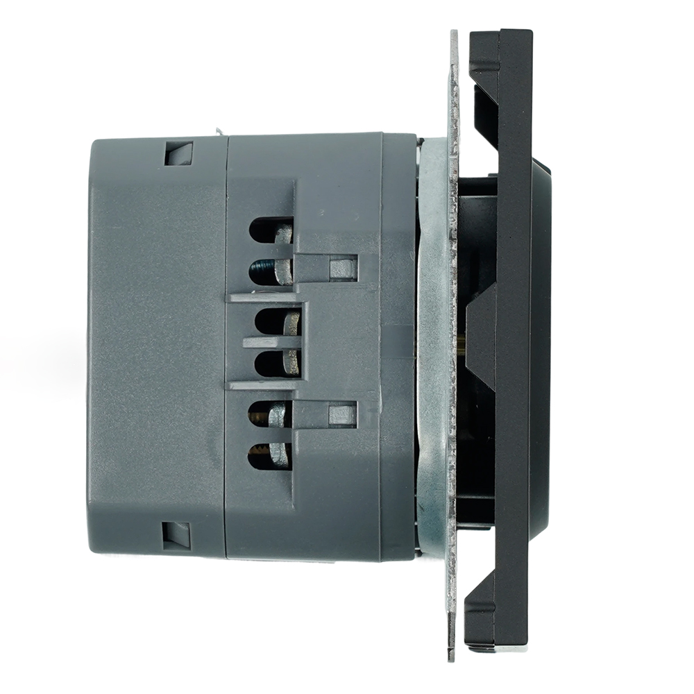 Розетка 1-местная з/ш с/з 16А + USB + Type C (механизм), Stekker, 250В, 20W, серия Эмили, черный уголь, soft-touch, RST16-5119-05