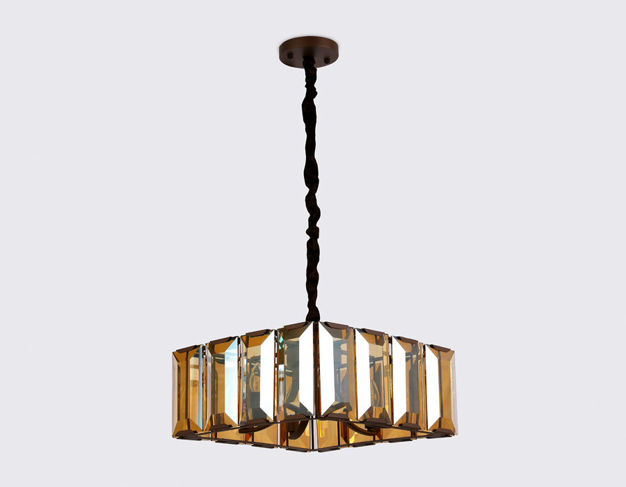Подвесная люстра с хрусталем Ambrella TR5150 CF/TI кофе/янтарь E14/6 max 40W 500*500*1000