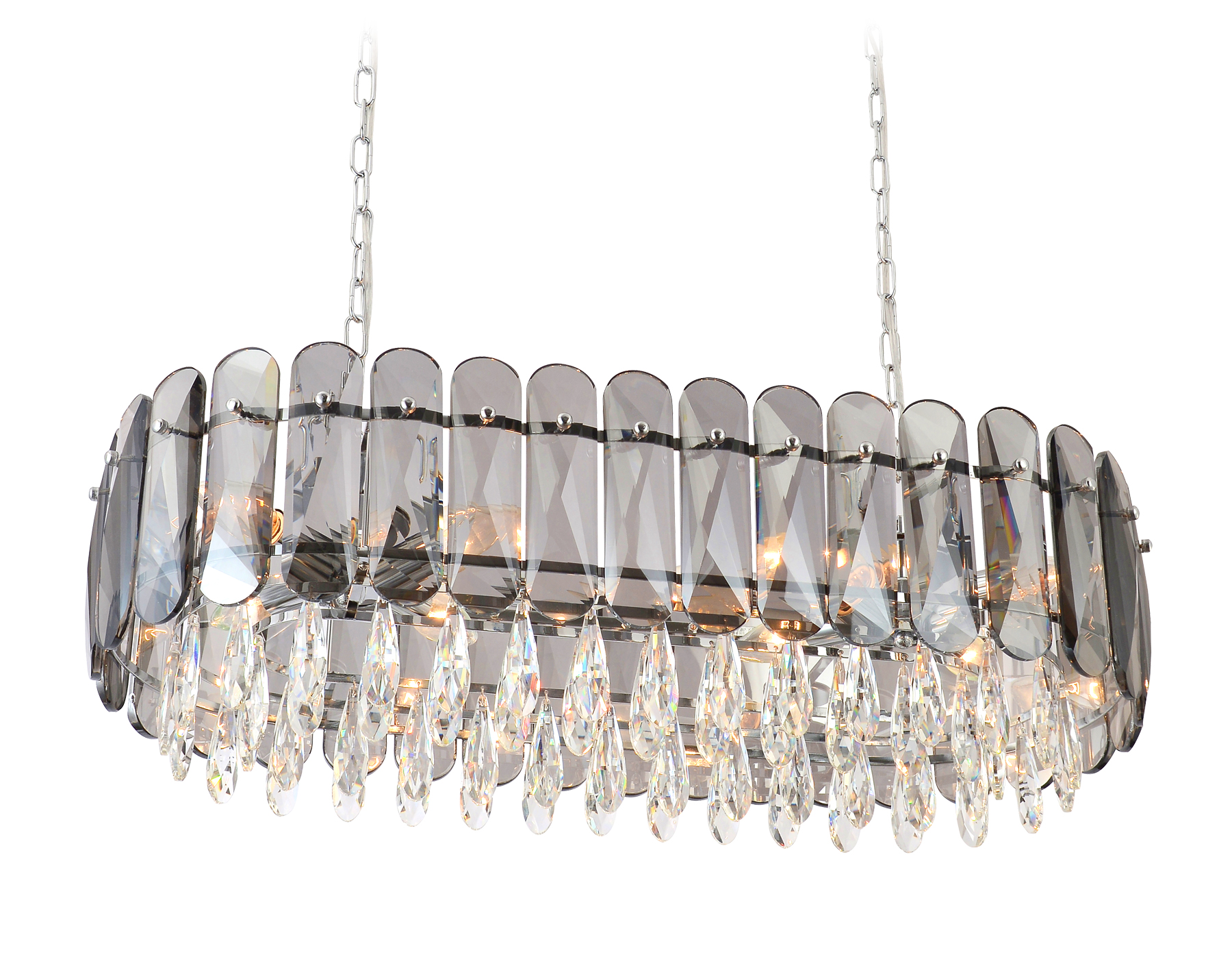 Подвесная люстра Ambrella TR5073/8 CH/SM/CL хром/дымчатый/прозрачный E14/8 max 40W 800*360*950