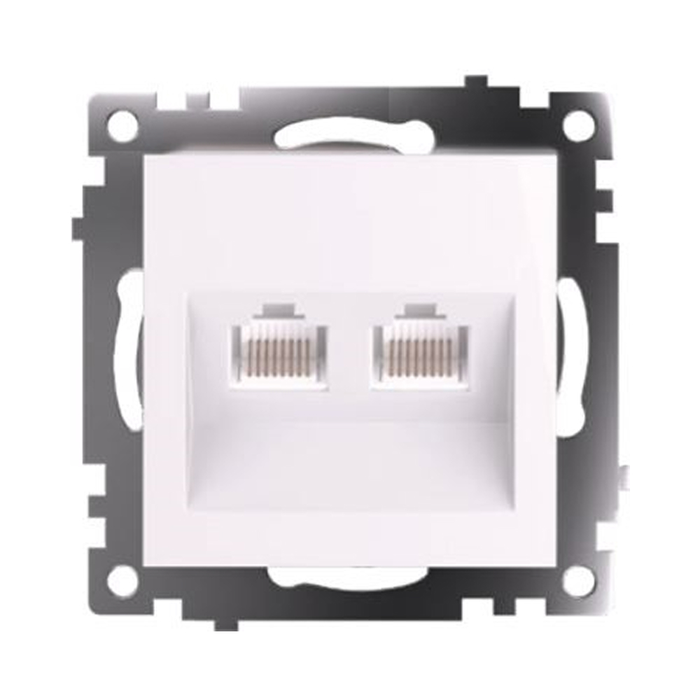 Розетка компьютерная 2-местная RJ-45 (механизм) STEKKER GLS00-7109-01 , серия Катрин, белый