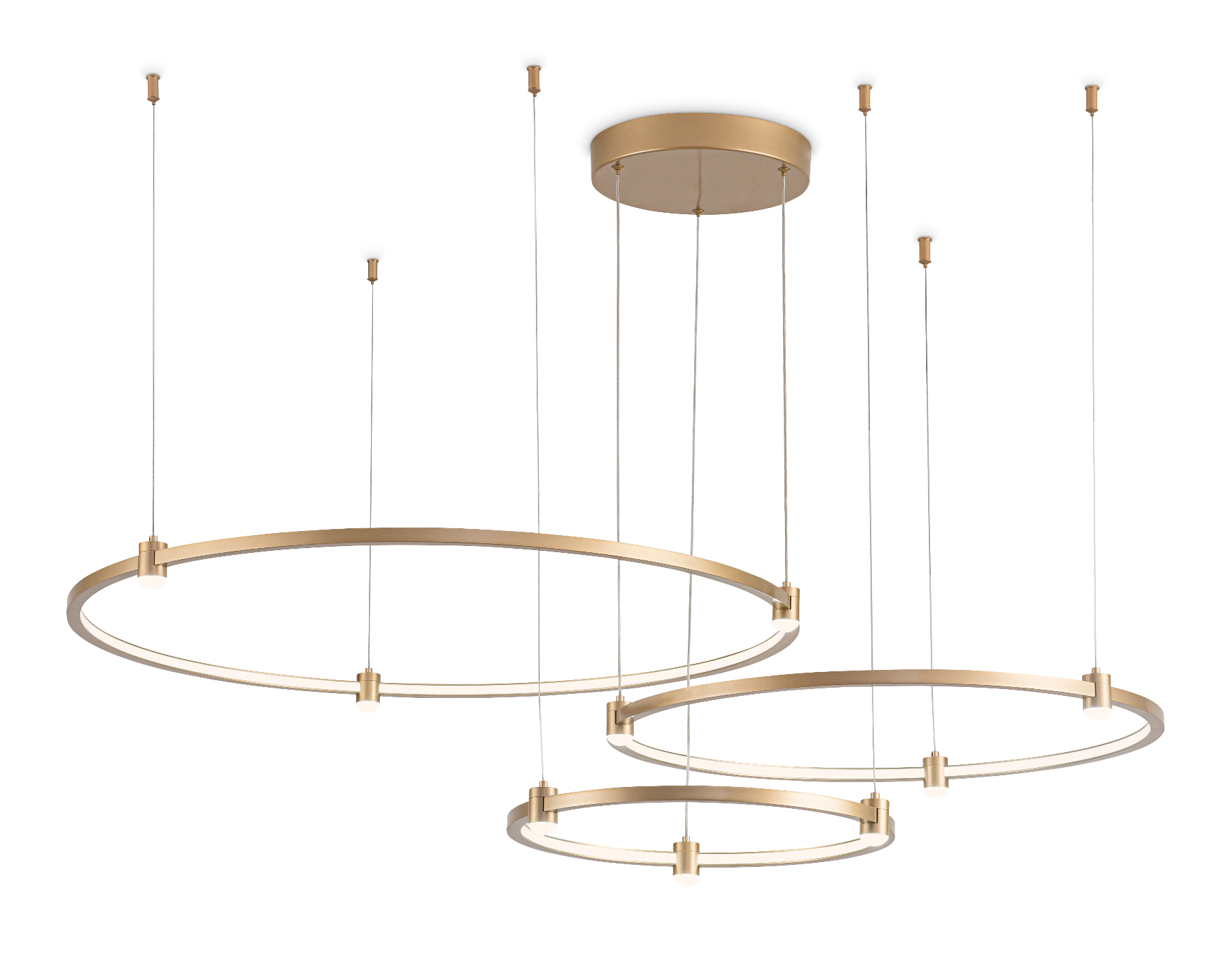 Подвесной LED светильник FL5537/3+9 GD золото 90W 3000K/4200K/6400K D800/600/400*1300 (без ПДУ)