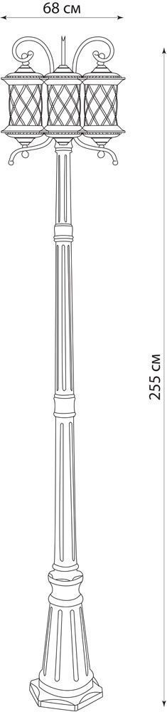 Светильник садово-парковый Feron PL5039 столб круглый 3*100W 230V E27, черное золото Светильник садово-парковый Feron PL5039 столб круглый 3*100W 230V E27, черное золото