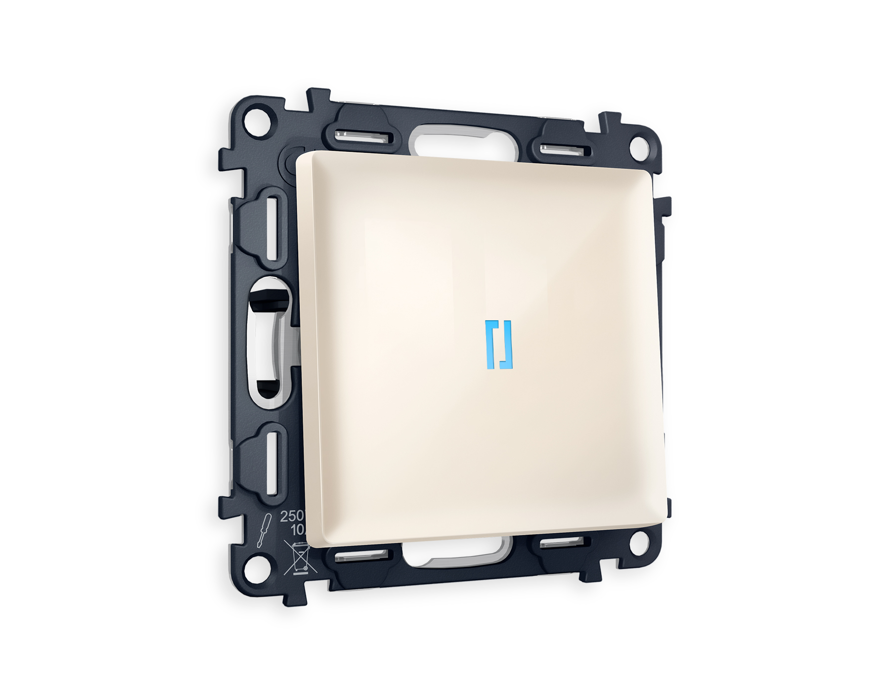 MA302040 Комплект механизма 1-кл проходного выключателя с подсветкой 10000K ALFA Бежевый глянец QUANT (AP3020, VM105, G29B)