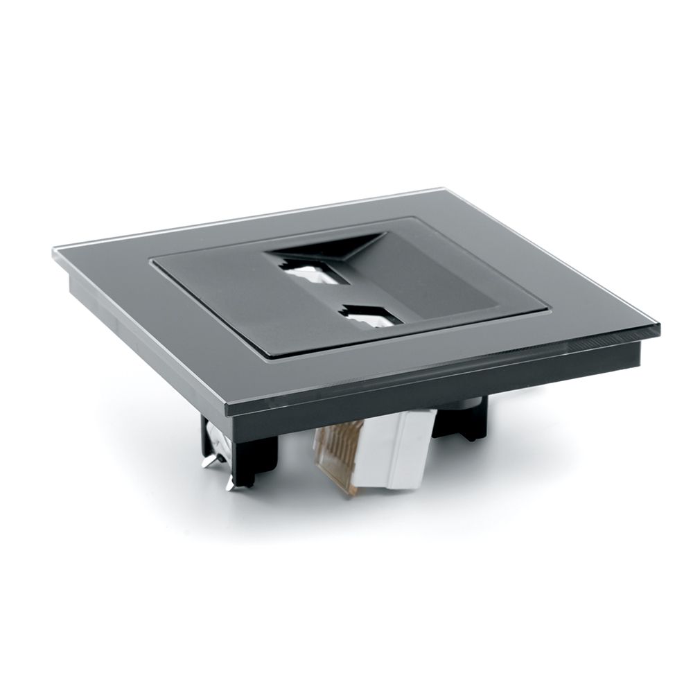 Розетка компьютерная 2-местная RJ-45 ,STEKKER ,GLS00-7006-05, серия Катрин, черный