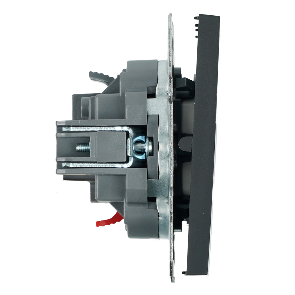 Выключатель 2-клавишный (механизм), СЗК, STEKKER, 250В, 10А, серия Эмили, RSW10-5104-05ZK, черный уголь, soft touch