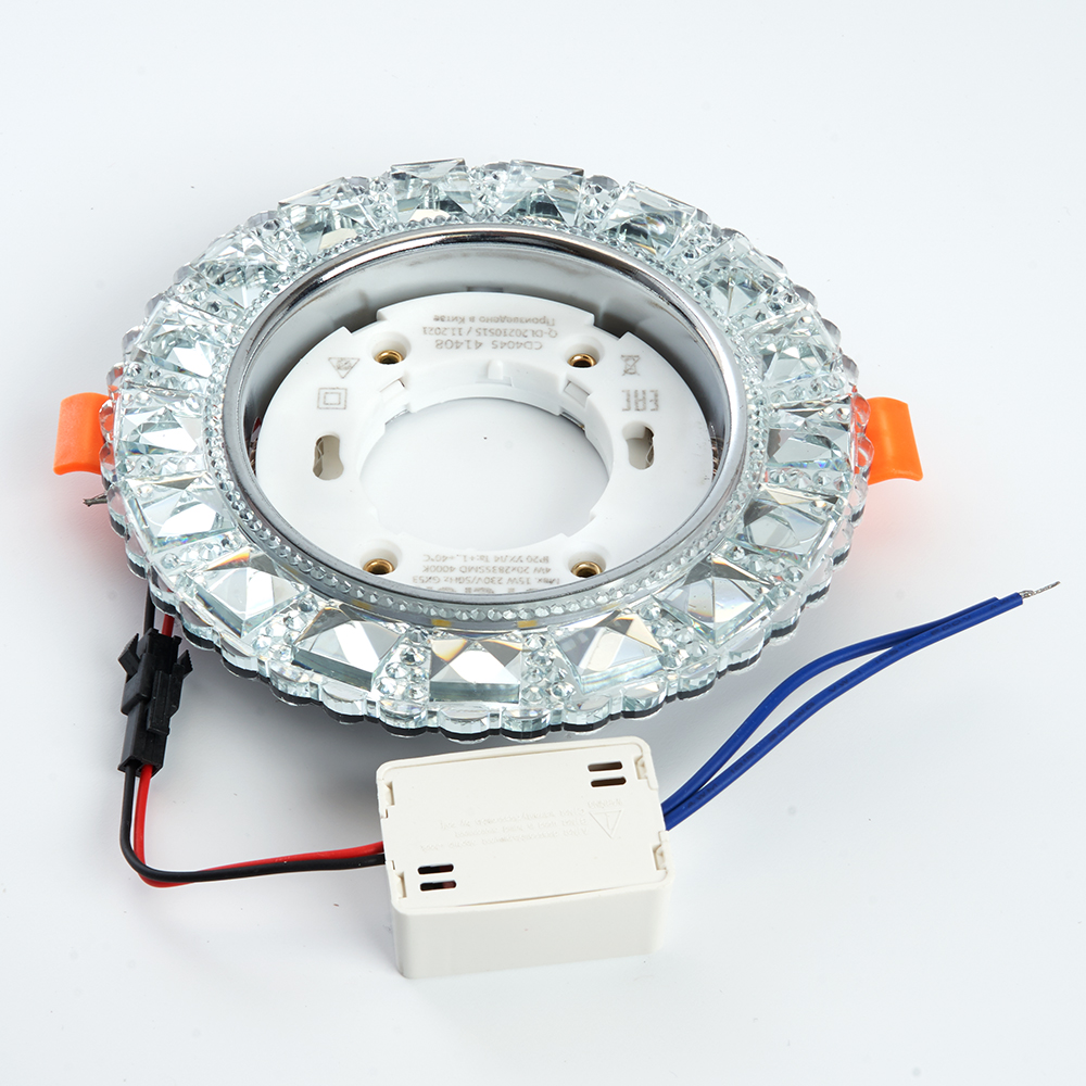 Светильник встраиваемый с белой LED подсветкой Feron CD4045 потолочный GX53 без лампы, прозрачный, хром