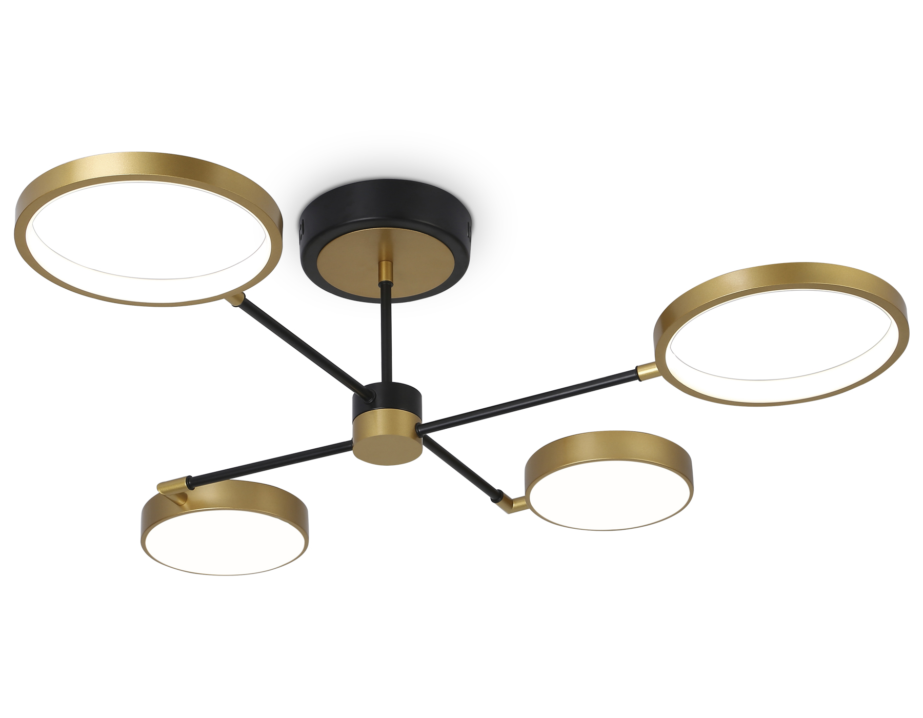 Потолочный LED светильник FL5153/4 BK/GD золото 56W 3000K/4200K/6400K 742*742*222 (ПДУ ИК)