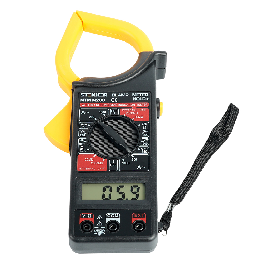 MTM M266 Клещи токоизмерительные, 1999 отсчетов,  батарея крона, ручная регулировка, черный/желтый